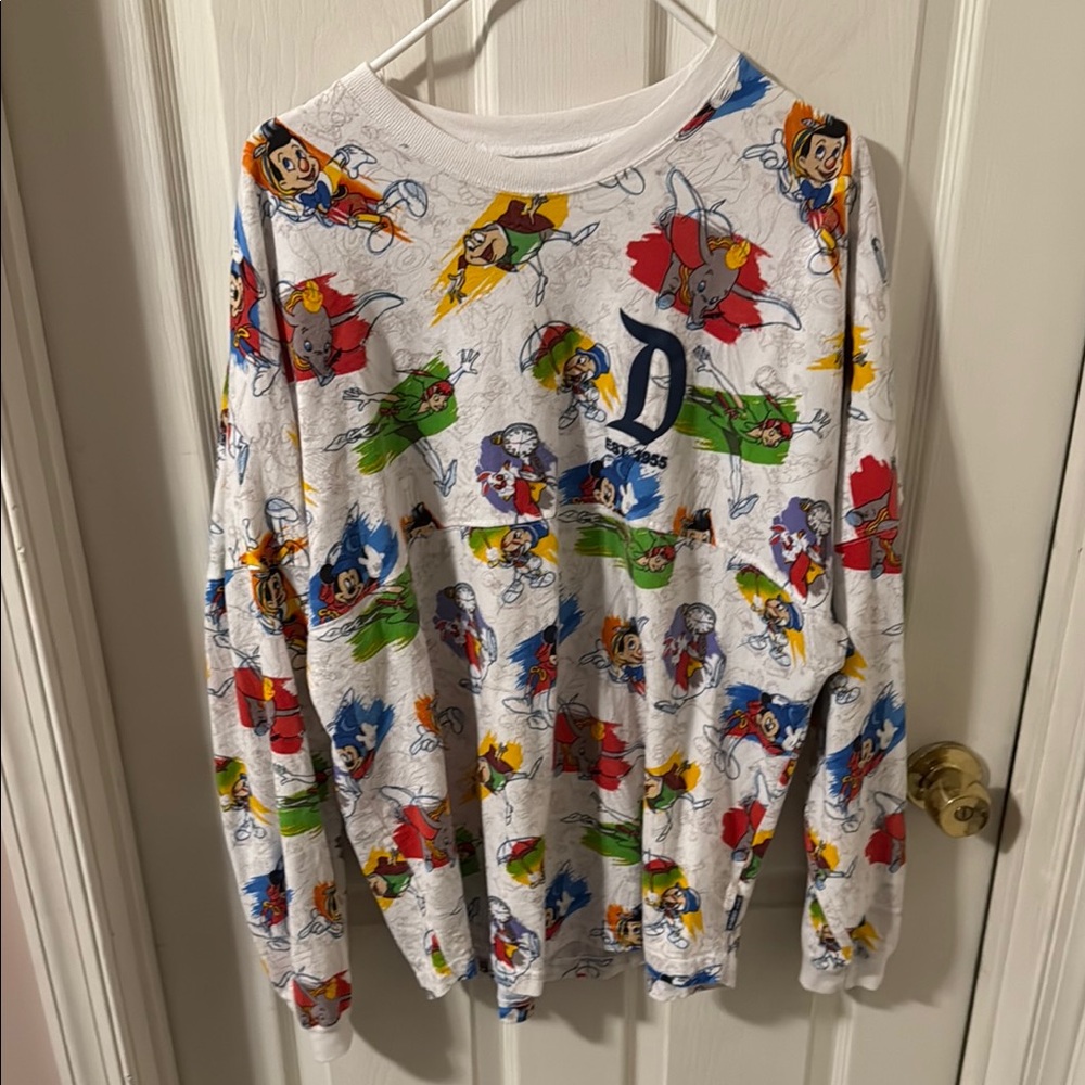Disney White Crew Neck Sweaters with Playful Cartoon Prints